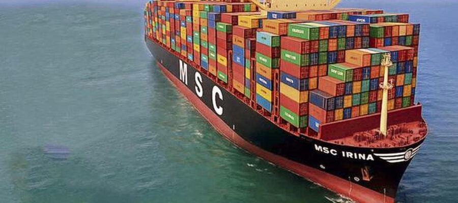 The MSC Irina, the largest container ship in the world, docks at Kerala’s Vizhinjam Seaport.